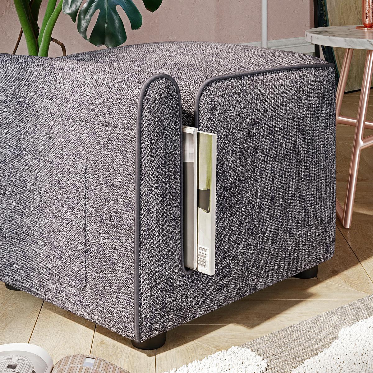 Hocker Paris Grau B: 53 cm - Grau, Design, Textil (53/43/42cm) - Livetastic