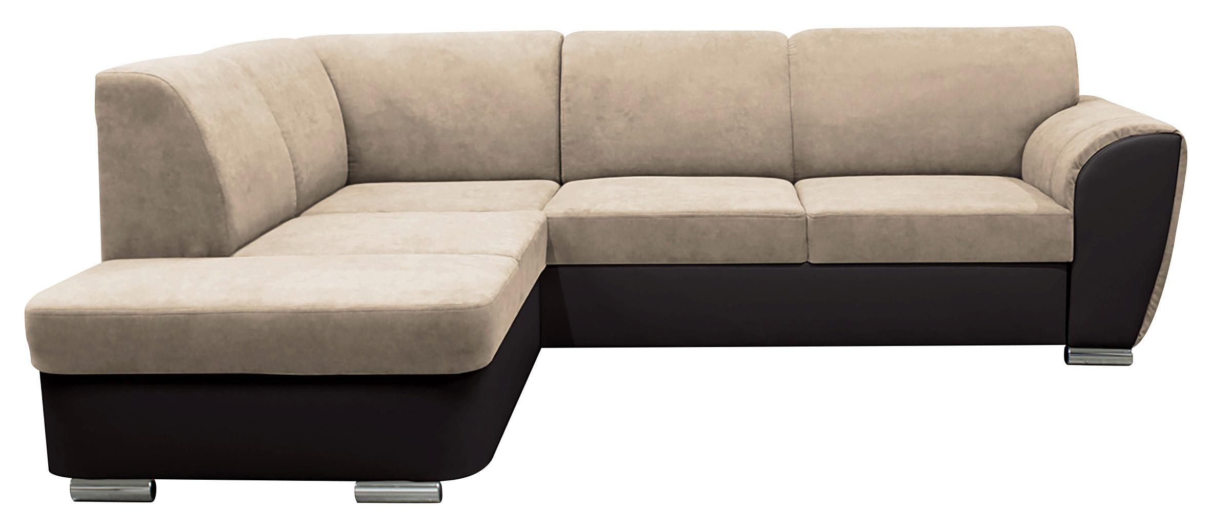 Ecksofa Mit Bettkasten Doris Rücken Echt Braun/beige - Dunkelbraun/Beige, Design, Textil (196/255cm) - MID.YOU
