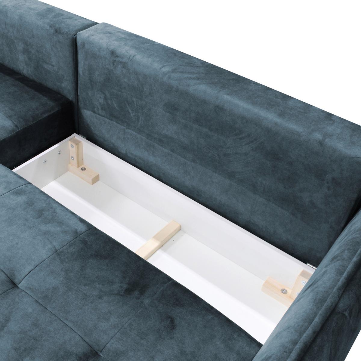 Ecksofa Whisper Blau S: 196x264 cm - Blau/Goldfarben, Design, Textil (196/264cm) - MID.YOU