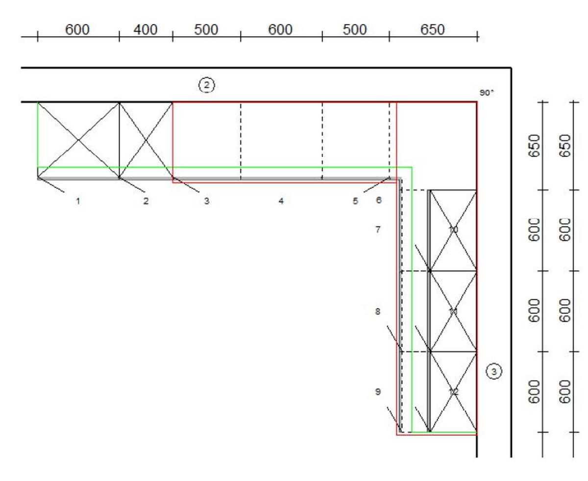 Plánovateľná kuchyňa LAS VEGAS rozmer rohu 345x245 cm - Basics