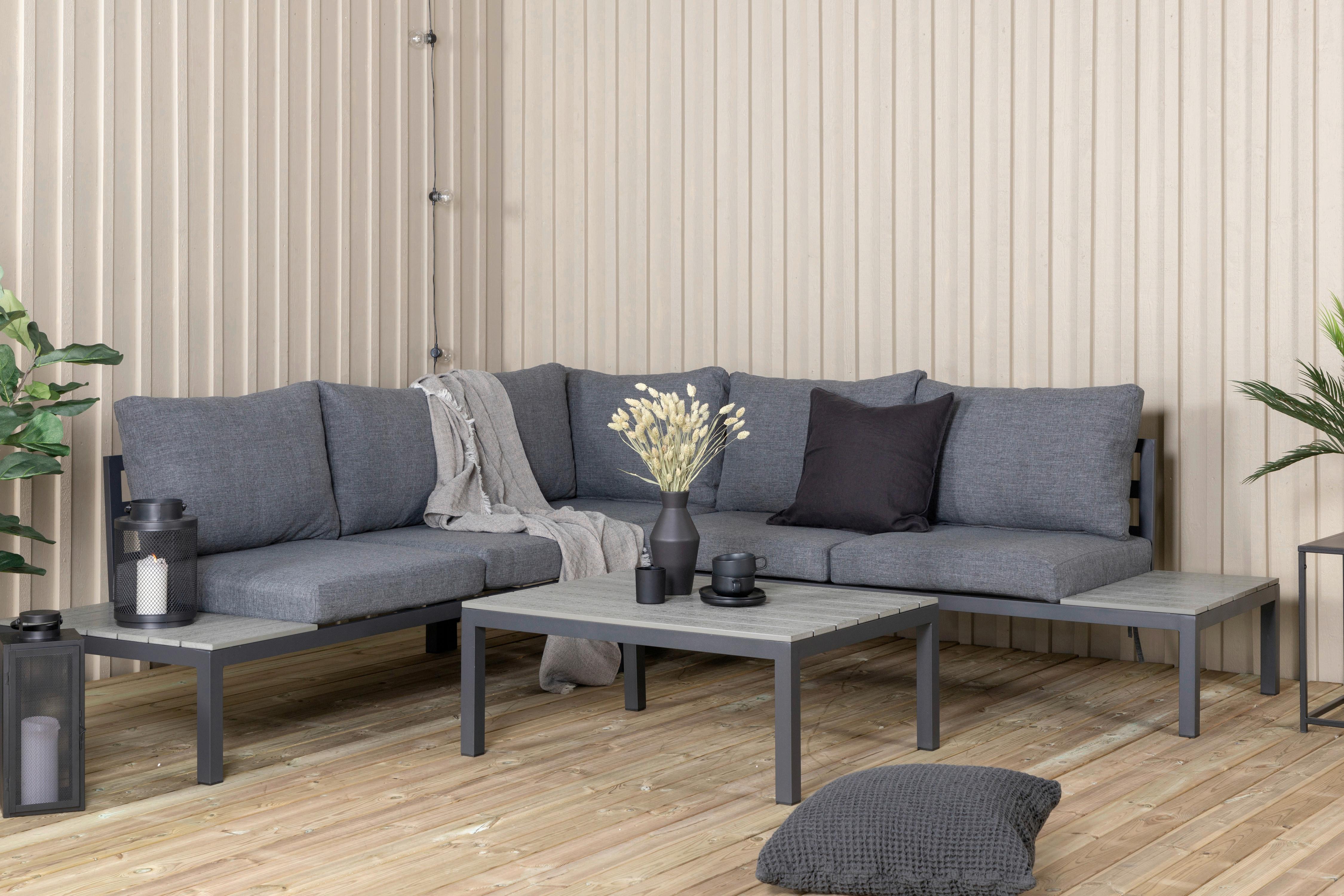 Loungegarnitur Odense - Schwarz, KONVENTIONELL, Metall (133/167cm) - Gardenson