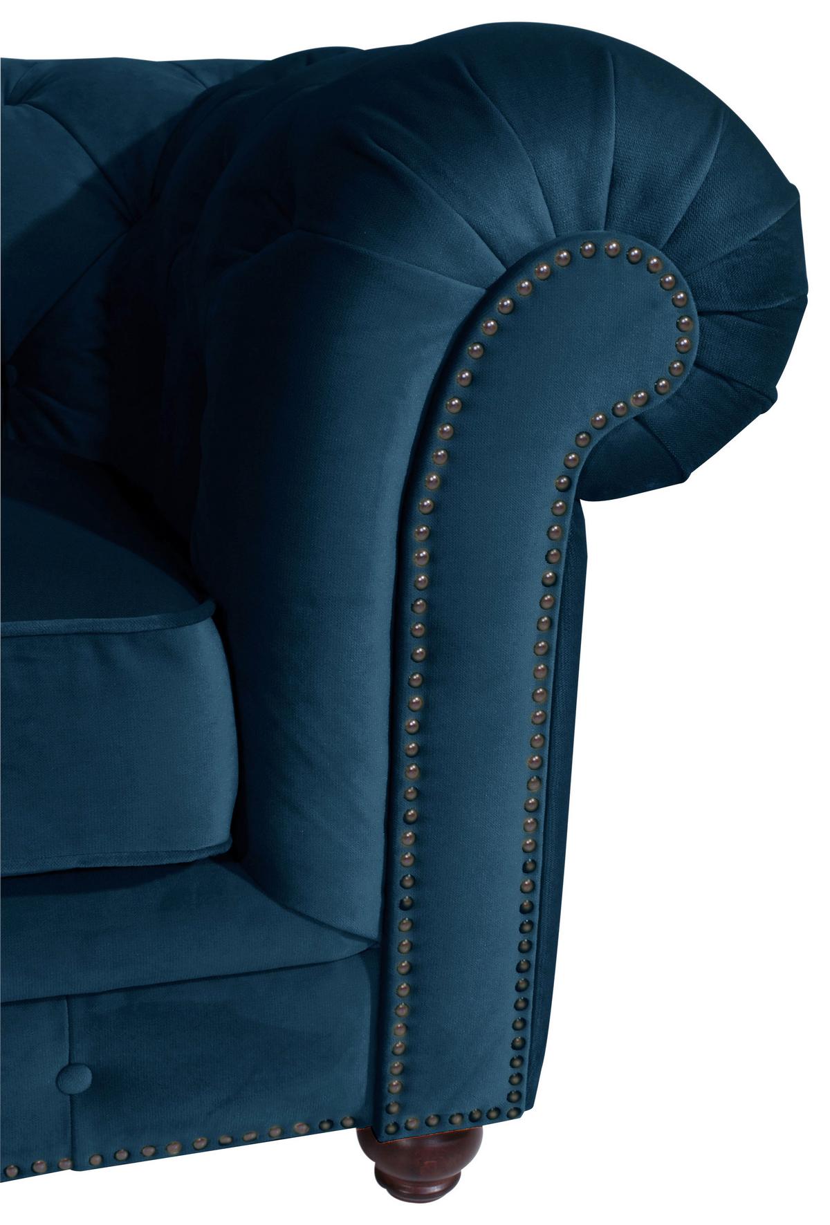 CHESTERFIELD-SOFA ORLEANS - Nussbaumfarben/Petrol, Design, Textil (216/77/100cm) - Max Winzer