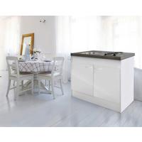 Miniküche M. Kochfeld 100 Cm Weiß Dekor Modern - Edelstahlfarben/Weiß, MODERN, Holzwerkstoff/Metall (100cm) - Respekta