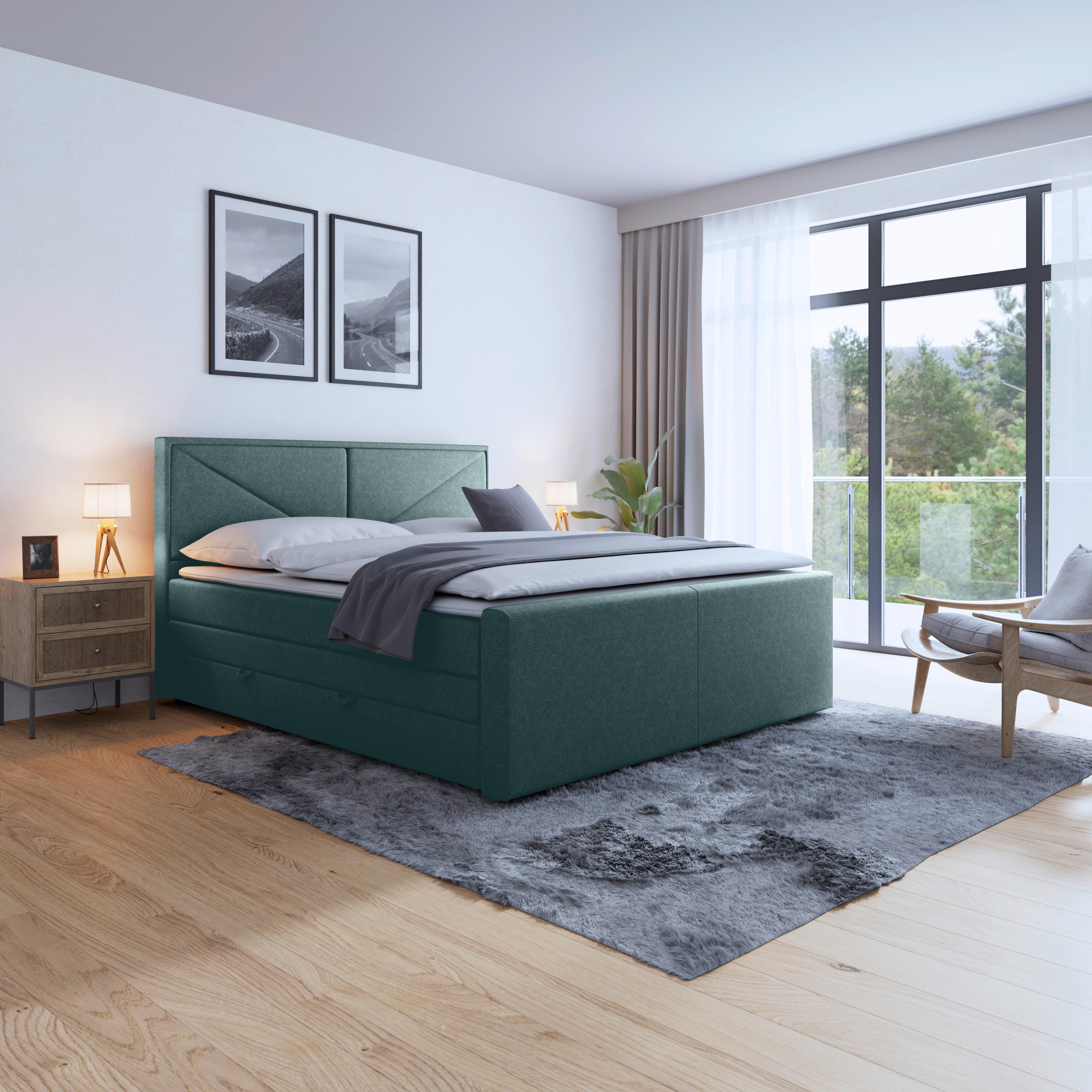 Boxspringbett Lima 180x200 Cm Blau - Blau, MODERN, Holz/Kunststoff (180/200cm) - MID.YOU