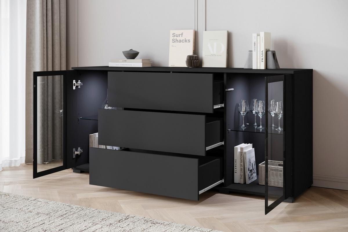ŠIROKÁ KOMODA CARO 150 - čierna, Design, kompozitné drevo/plast (150/69,7/39,5cm) - Livetastic
