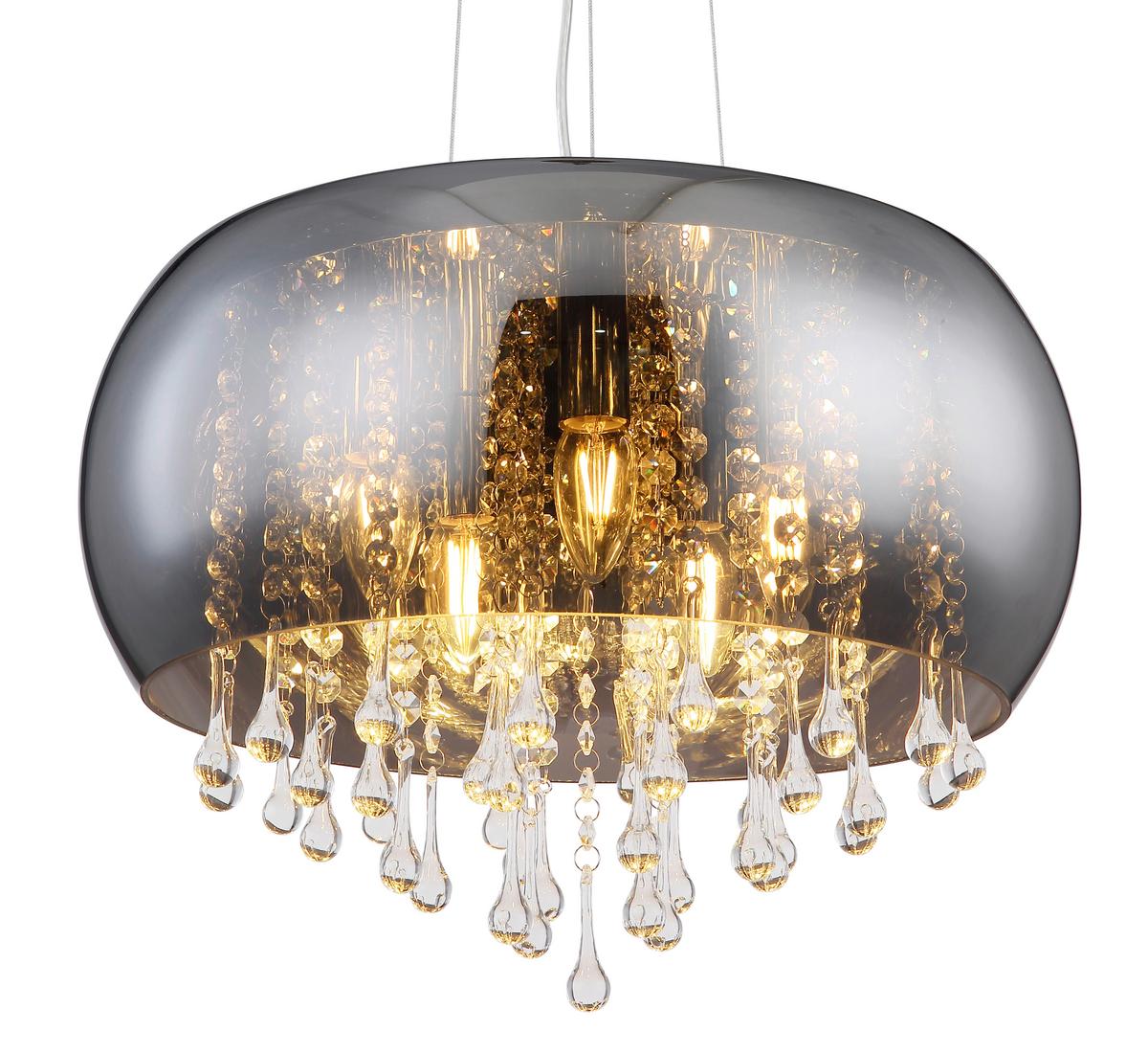 Hängeleuchte Kalla H: 1200 Cm 5- Flammig - Klar/Chromfarben, Basics, Glas/Metall (44/120cm) - Globo