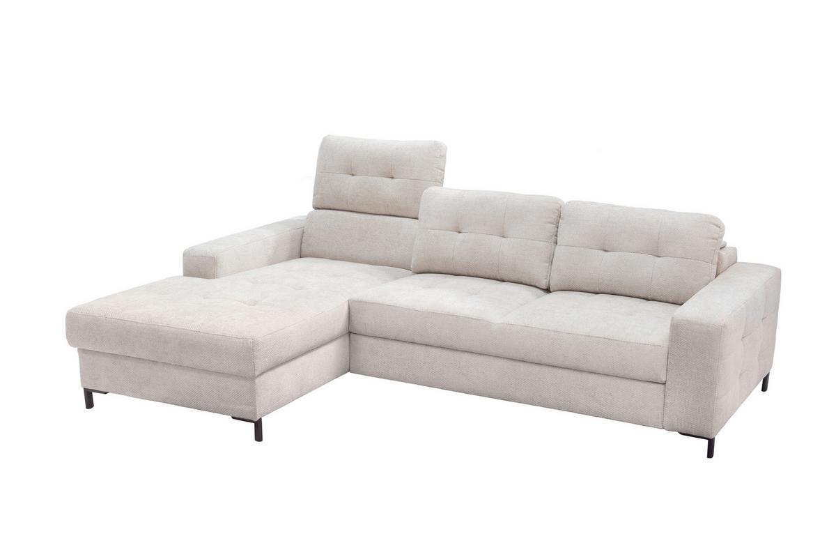 Ecksofa Bonito Beige, Schenkel: 176x255 cm - Beige/Schwarz, Design, Textil (176/260cm) - Livetastic