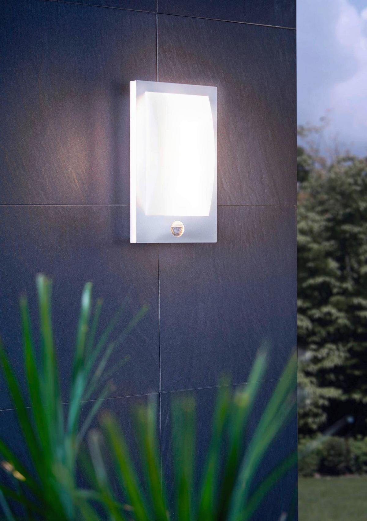 Außenwandleuchte Verres 12w Metall Kunststoff, Wandmontage - Edelstahlfarben/Weiß, KONVENTIONELL, Kunststoff/Metall (29/18/9cm) - Eglo