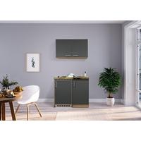 Miniküche mit Kühlschrank + Kochfeld 100 cm Grau - Edelstahlfarben/Eichefarben, MODERN, Holzwerkstoff/Metall (100cm) - Respekta
