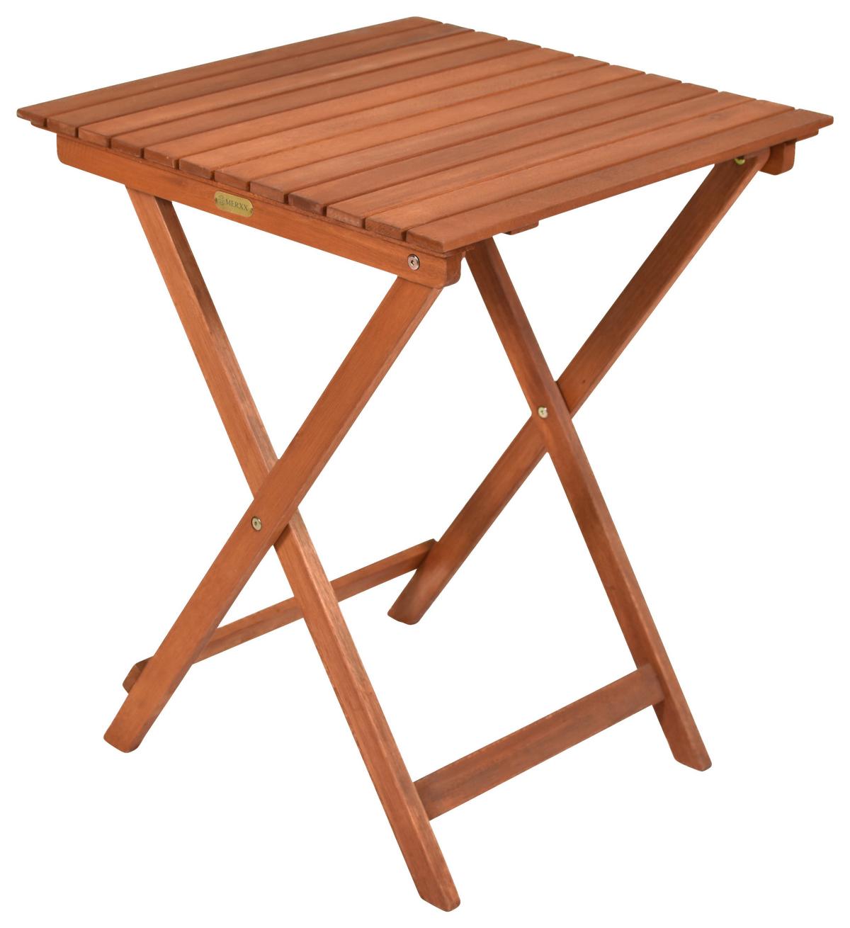 Quadratischer, klappbarer Gartentisch aus massiver Akazie