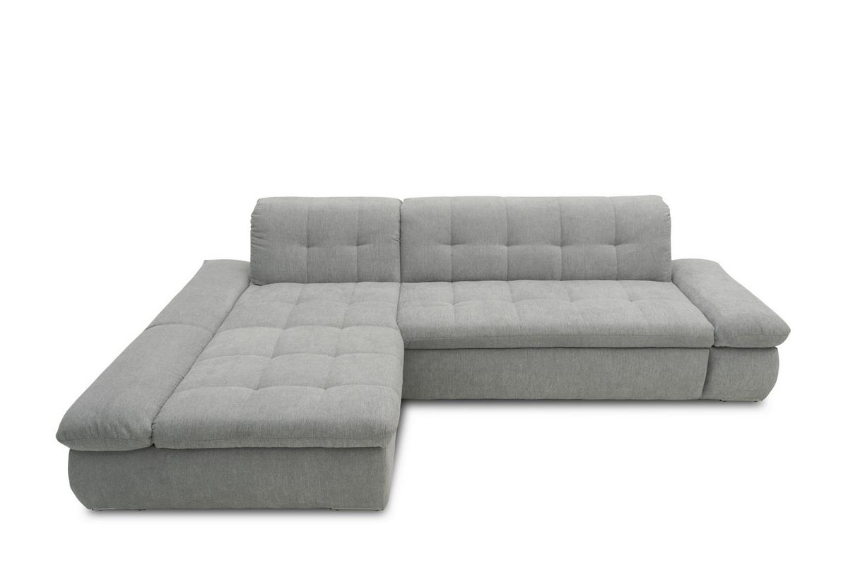Ecksofa mit Schlaffunktion Moric Grau Mikrofaser - Chromfarben/Grau, KONVENTIONELL, Textil (172/300cm) - MID.YOU