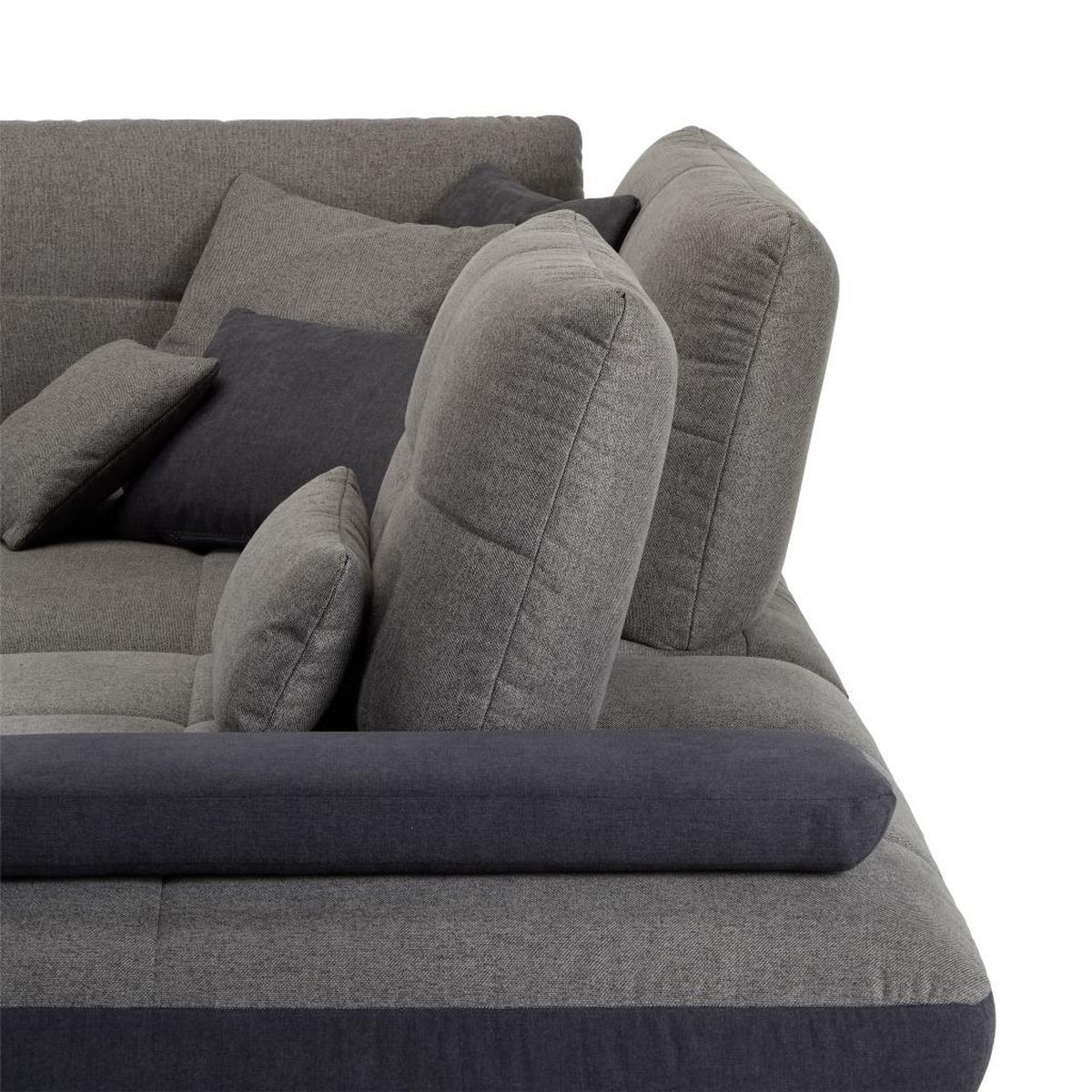 TRENDY, pravá, antracitová, s 3 bedrovými vankúšmi - čierna/antracitová, Modern, kov/kompozitné drevo (310/250cm) - Premium Living