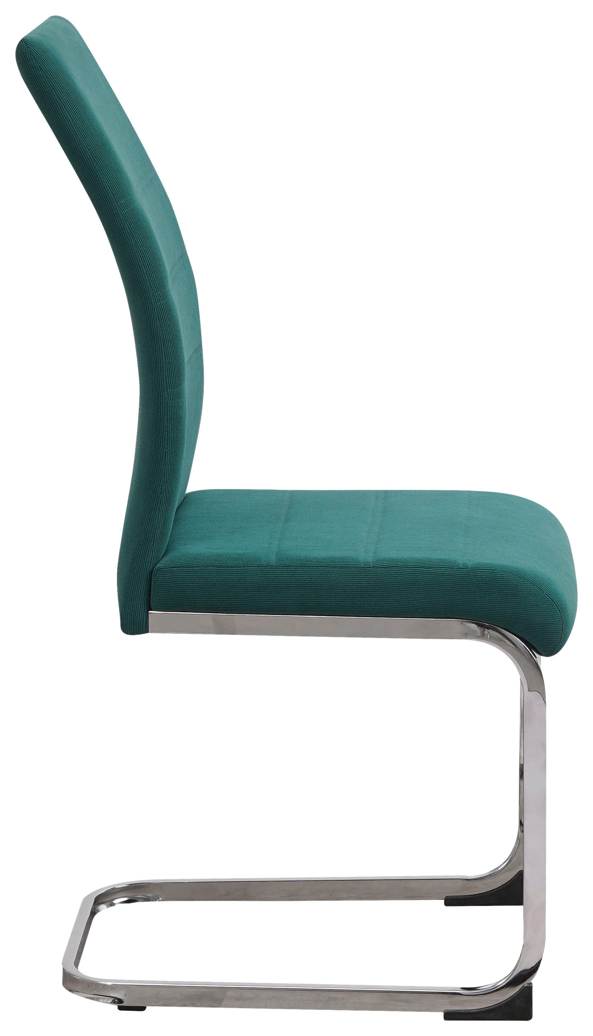 Schwingstuhl Donna Grün Gepolstert - Chromfarben/Grün, KONVENTIONELL, Textil/Metall (42/99/56cm)