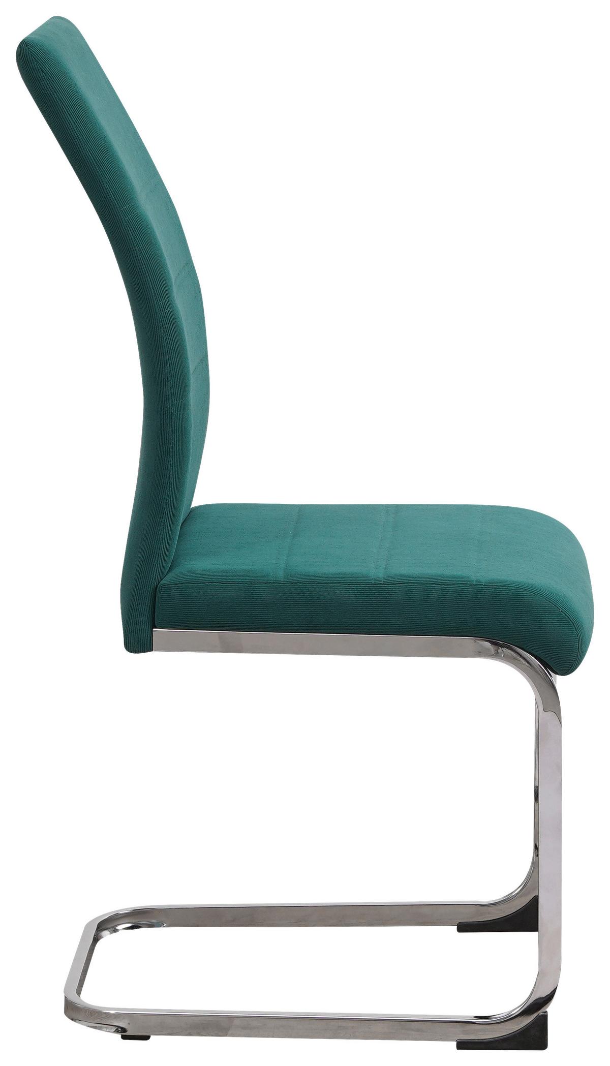 Schwingstuhl Donna Grün Gepolstert - Chromfarben/Grün, KONVENTIONELL, Textil/Metall (42/99/56cm)