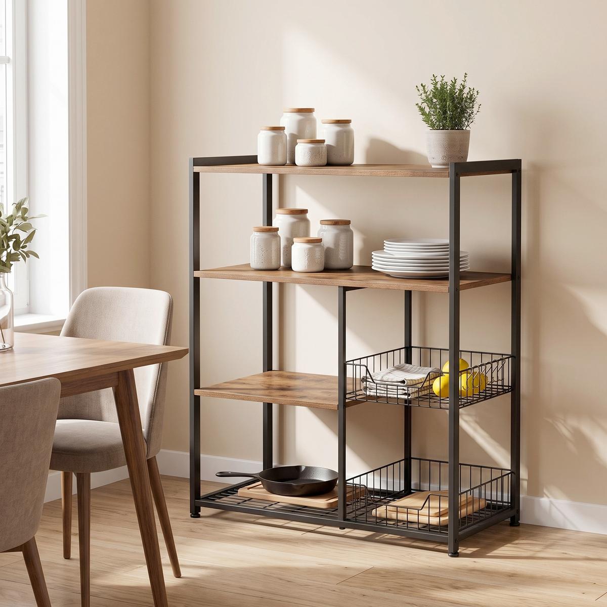 REGAL KKS96X - Schwarz/Braun, Trend, Holzwerkstoff/Metall (80/35/95cm) - MID.YOU