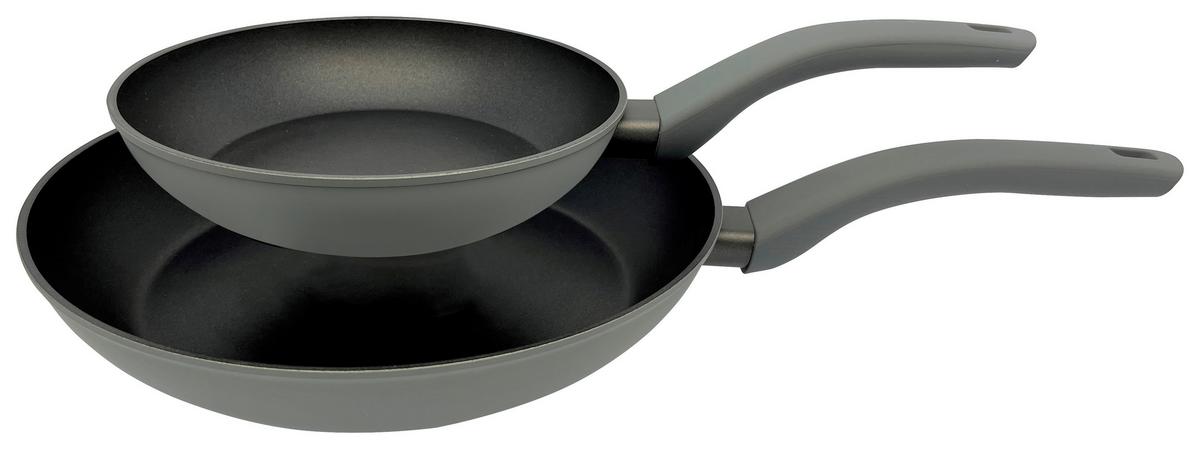 Pfannenset Dirk 2-Tlg. Antihaftbeschichtung - Schwarz/Grau, KONVENTIONELL, Kunststoff/Metall - James Wood