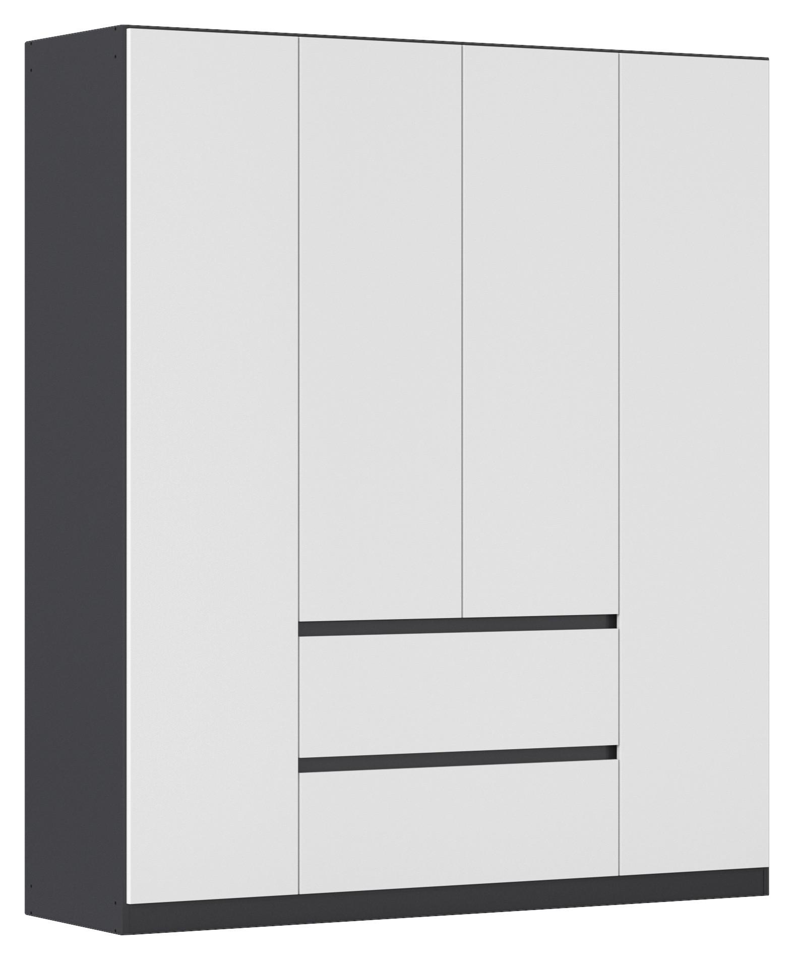 Drehtürenschrank Mainz Grau/Weiß B: 181 cm - Weiß/Grau, Basics, Holzwerkstoff (181/210/54cm) - Rauch Möbel