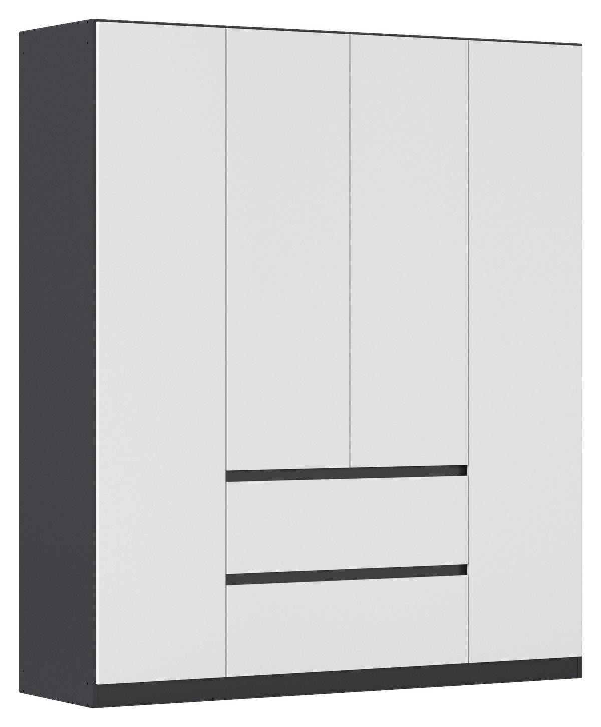 Drehtürenschrank Mainz Grau/Weiß B: 181 cm - Weiß/Grau, Basics, Holzwerkstoff (181/210/54cm) - Rauch Möbel