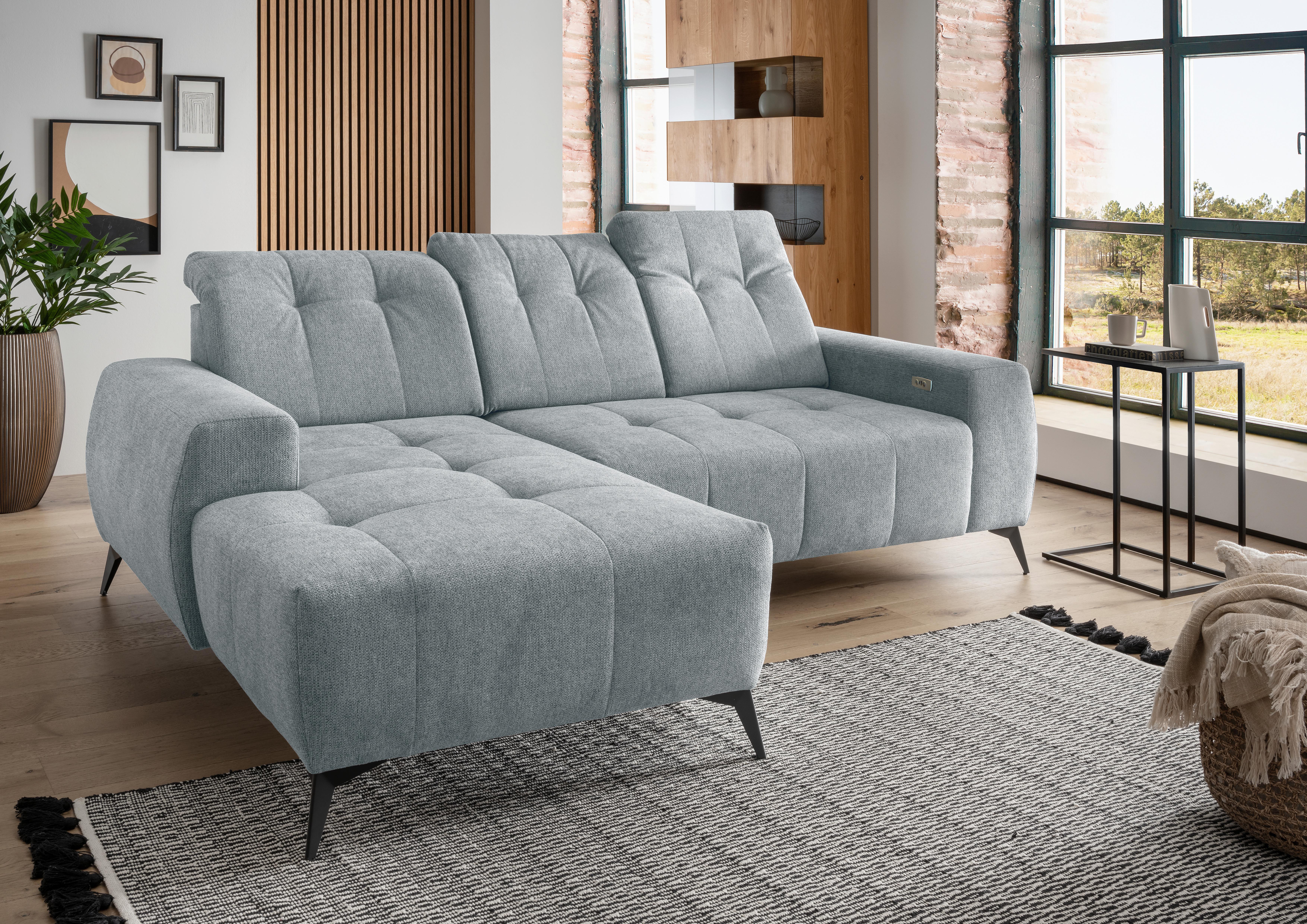 Ecksofa mit USB Anschluss Sano, Mintgrün, S: 180x258 cm - Schwarz/Mintgrün, MODERN, Textil (180/258cm) - Livetastic