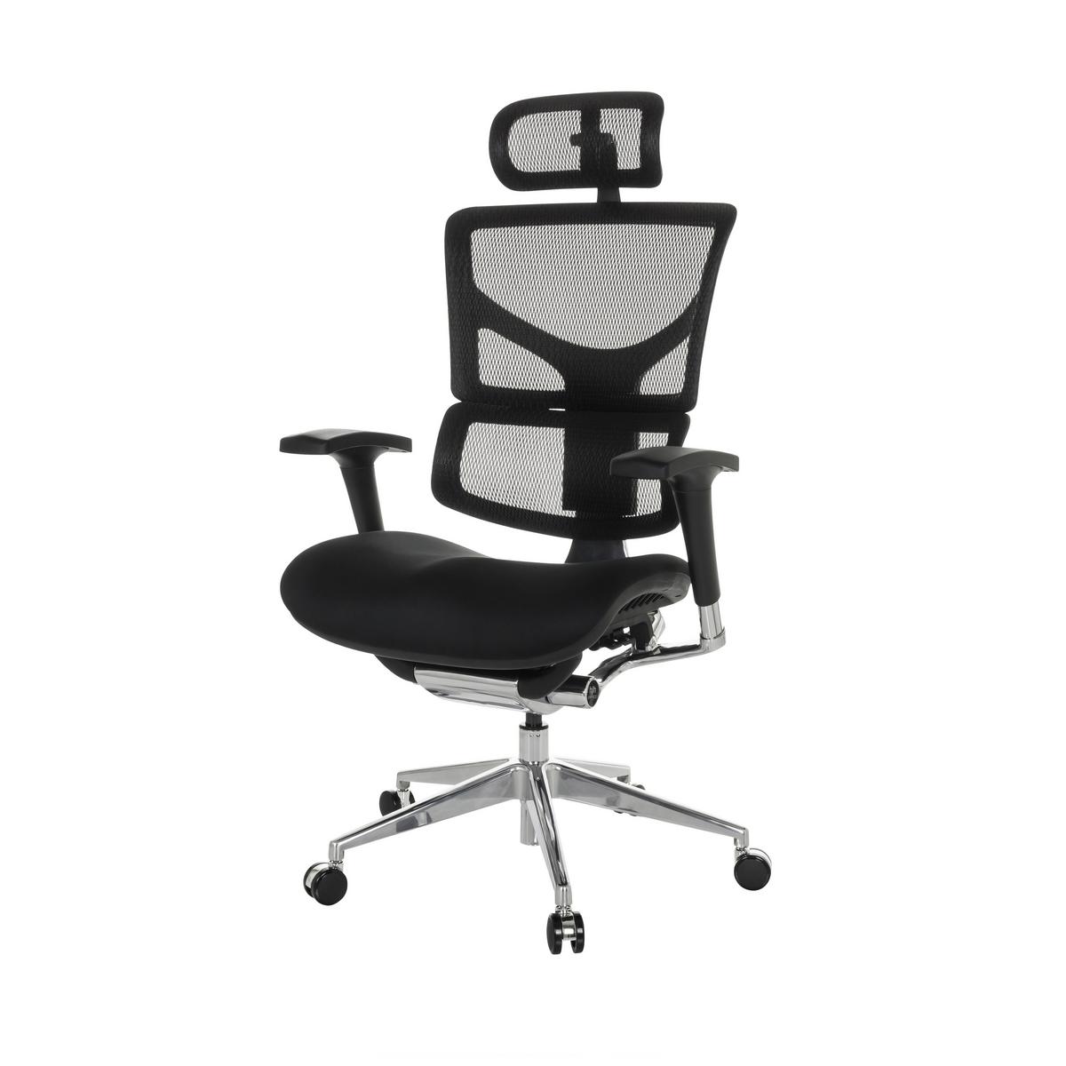 Drehstuhl Ergo-U2 Fm - Silberfarben/Schwarz, Basics, Kunststoff/Textil (70/124-146/67cm) - MID.YOU
