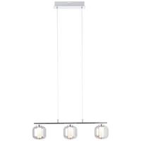 LED-Hängeleuchte Rafa H: 131 cm 3-Flammig - Chromfarben/Grau, Design, Glas/Kunststoff (56,5/11/131cm) - Brilliant