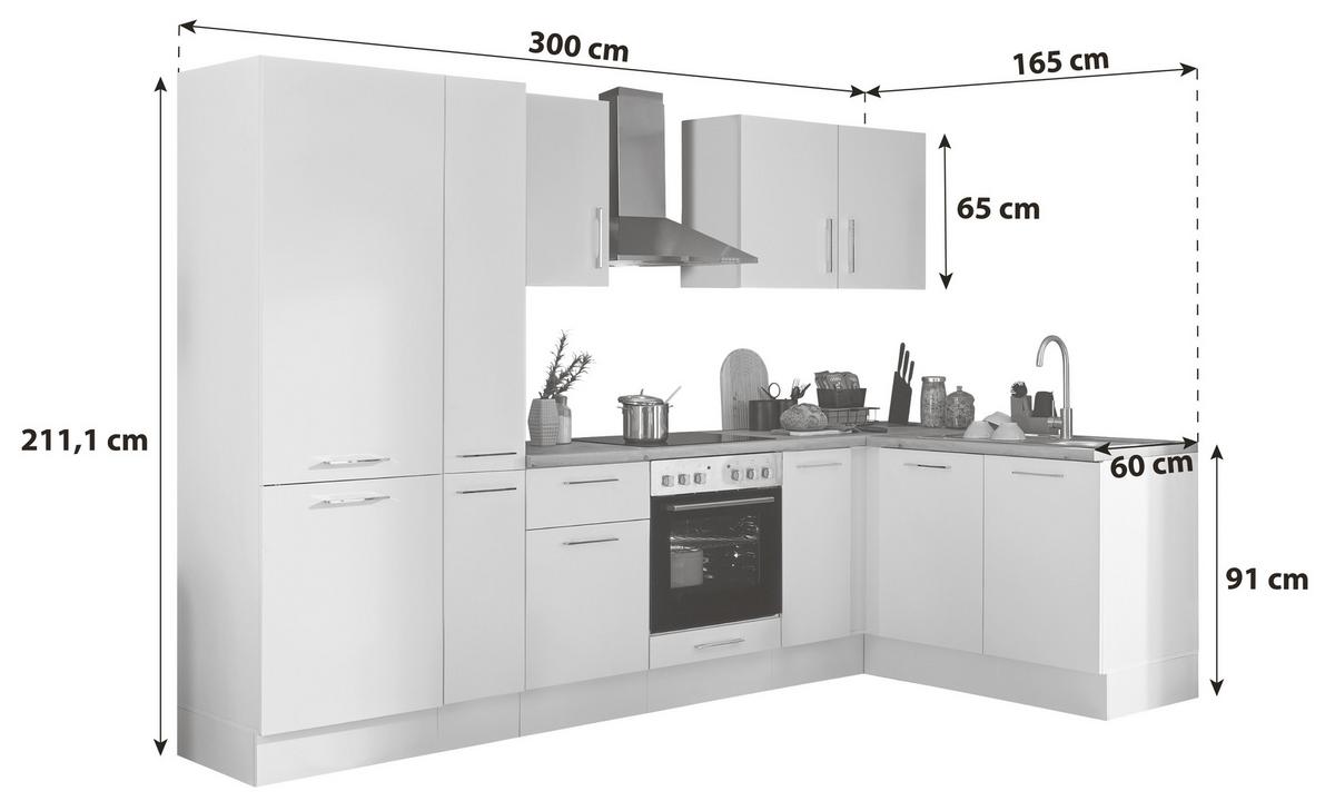 Eckküche Turin Weiß/eiche Dekor 300x165 Cm - Weiß/Eiche Artisan, Basics, Holzwerkstoff (300/165cm) - MID.YOU