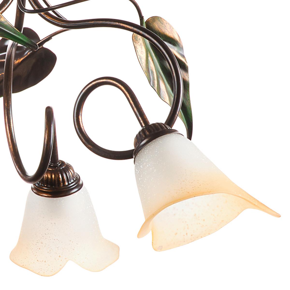 Kronleuchter 4620/3 - Bronzefarben/Olivgrün, Natur, Glas/Metall (40/110cm)