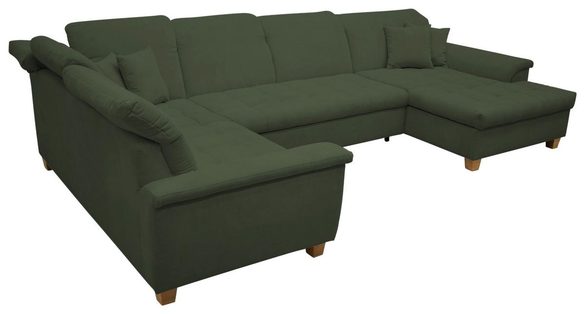 Wohnlandschaft Franzi Mit Schlaffunktion Grün - Eichefarben/Grün, KONVENTIONELL, Textil (214/352/170cm) - MID.YOU