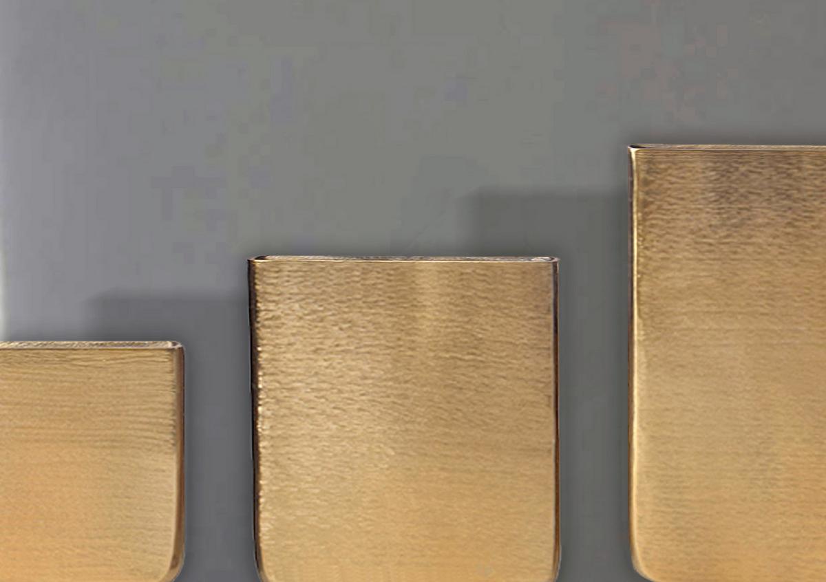 Dekovase 3er Set Gold Goldfarben B:26cm - Goldfarben, Design, Metall (26/33/4cm) - Livetastic