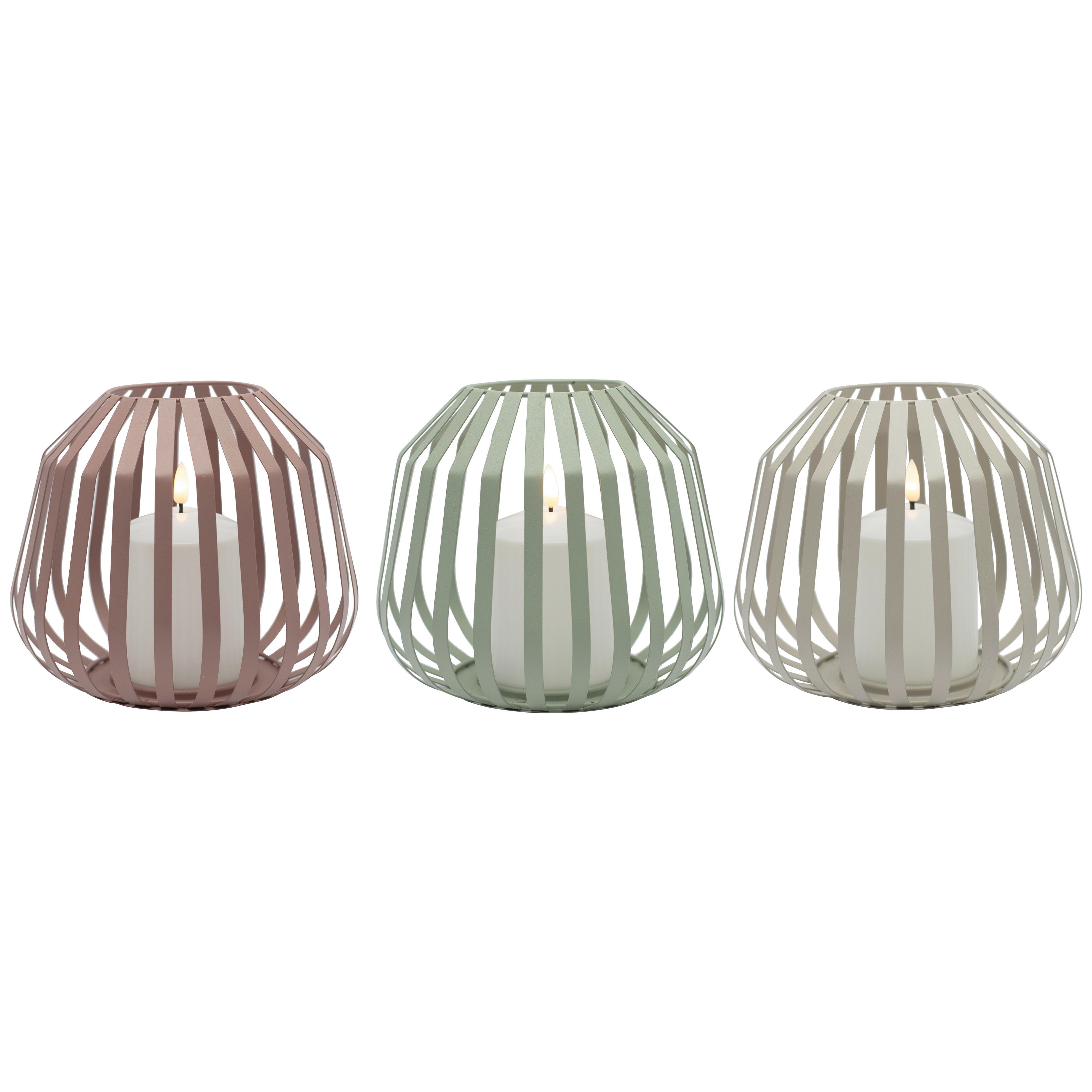 Svietnik s LED sviečkou SILVIE - hnedá/pink, Modern, kov/plast (20/17cm) - Mömax