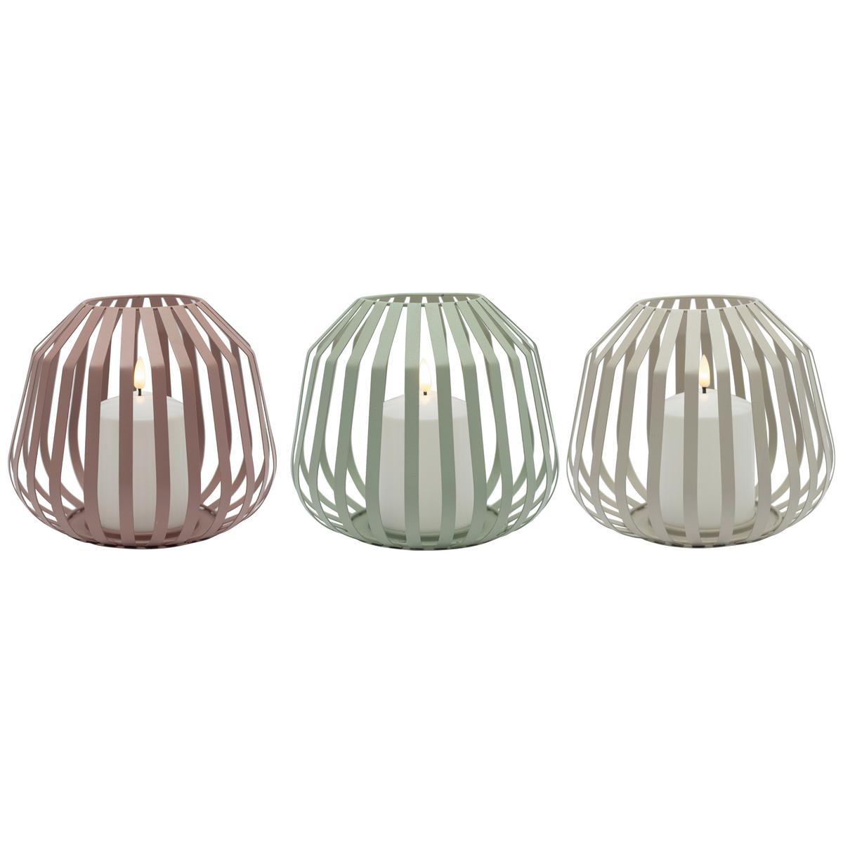 Svietnik s LED sviečkou SILVIE - hnedá/pink, Modern, kov/plast (20/17cm) - Mömax