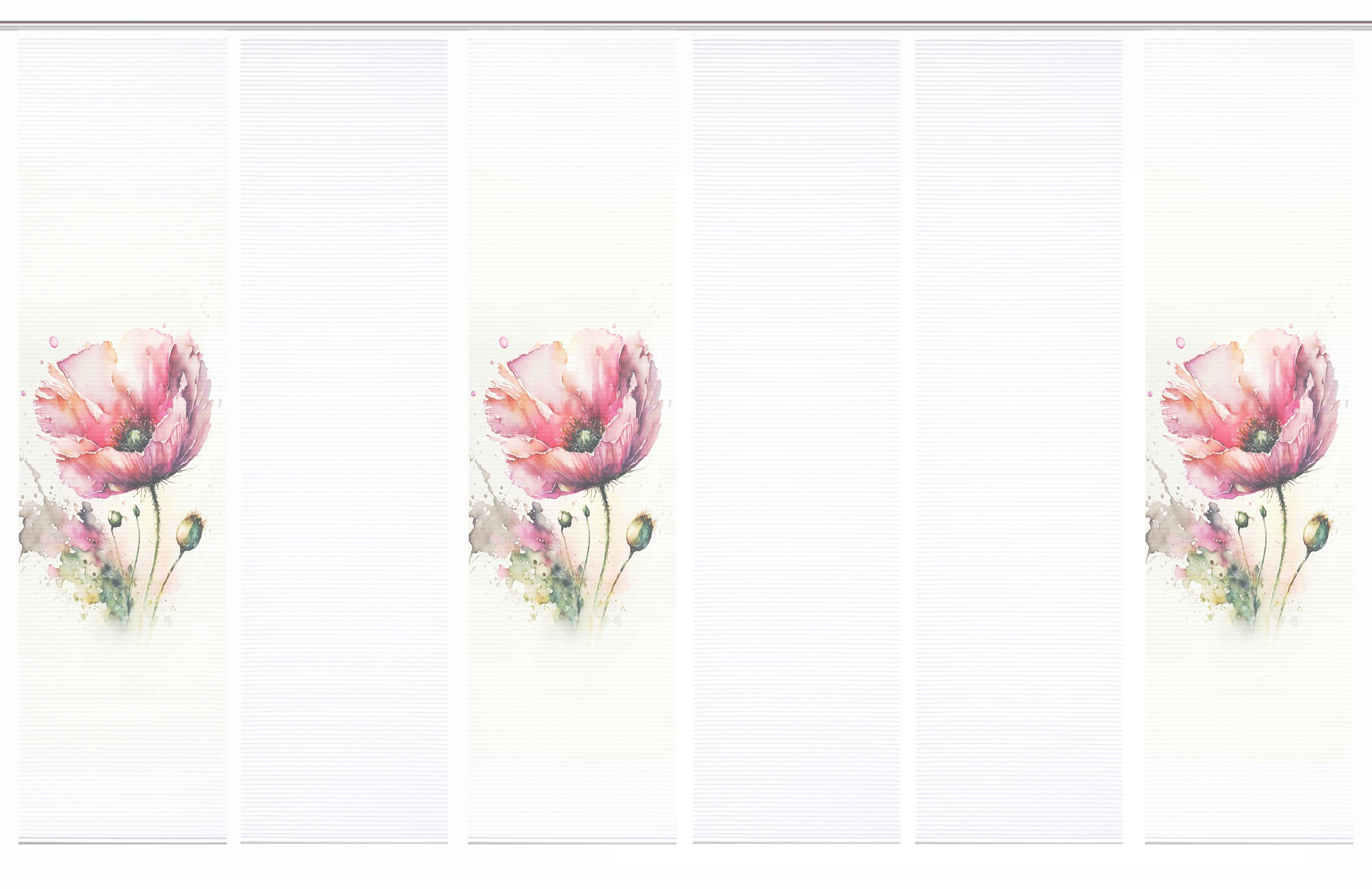 Flächenvorhang Meliora 6er Set - Salbeigrün/Rosa, Natur, Textil (60/245cm)