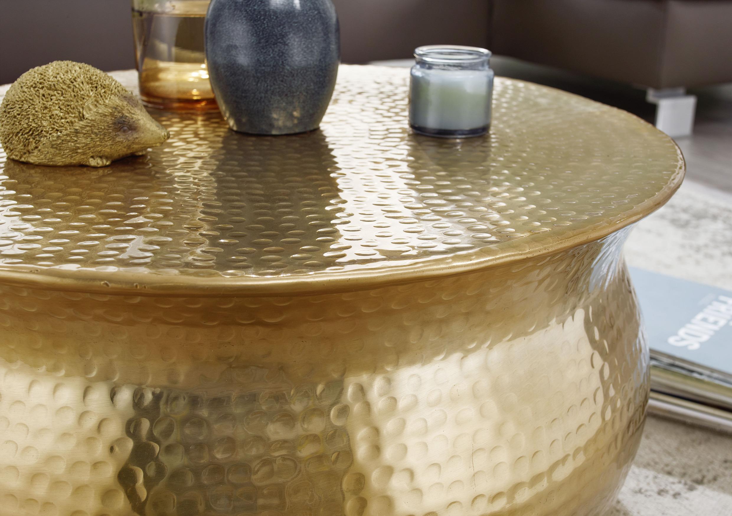 Couchtisch Rund Aluminium Orientalisch Karam Goldfarben - Goldfarben, LIFESTYLE, Metall (60/60/30,5cm) - MID.YOU