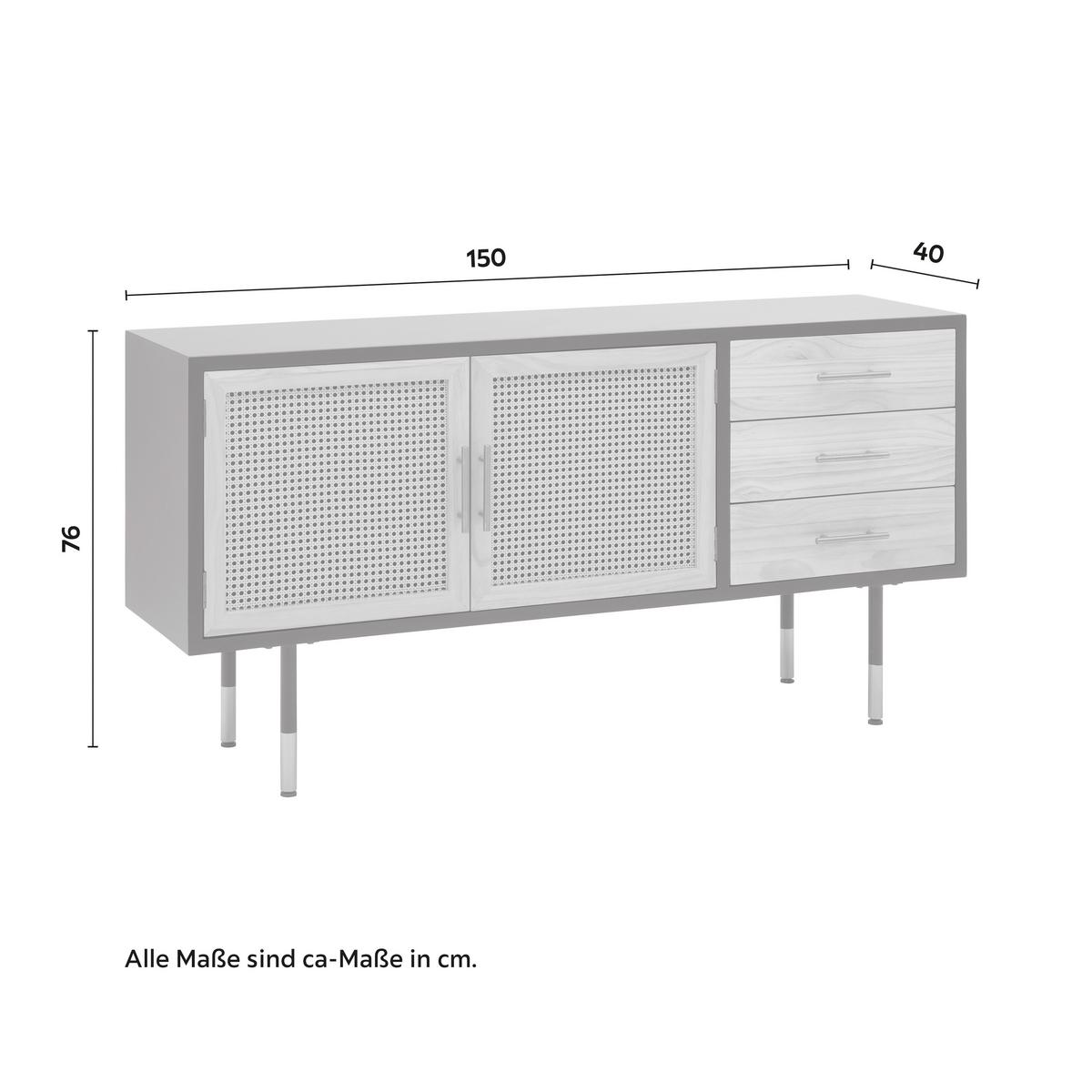 Sideboard MASSIMO - barvy borovice/černá, Moderní, kov/dřevo (150/76/40cm) - P & B