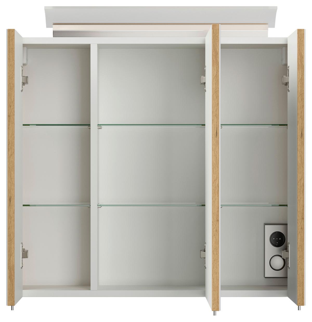 Spiegelschrank Eiche Dekor B: 70 cm - Eichefarben, MODERN, Glas/Holzwerkstoff (70/62/17cm) - MID.YOU