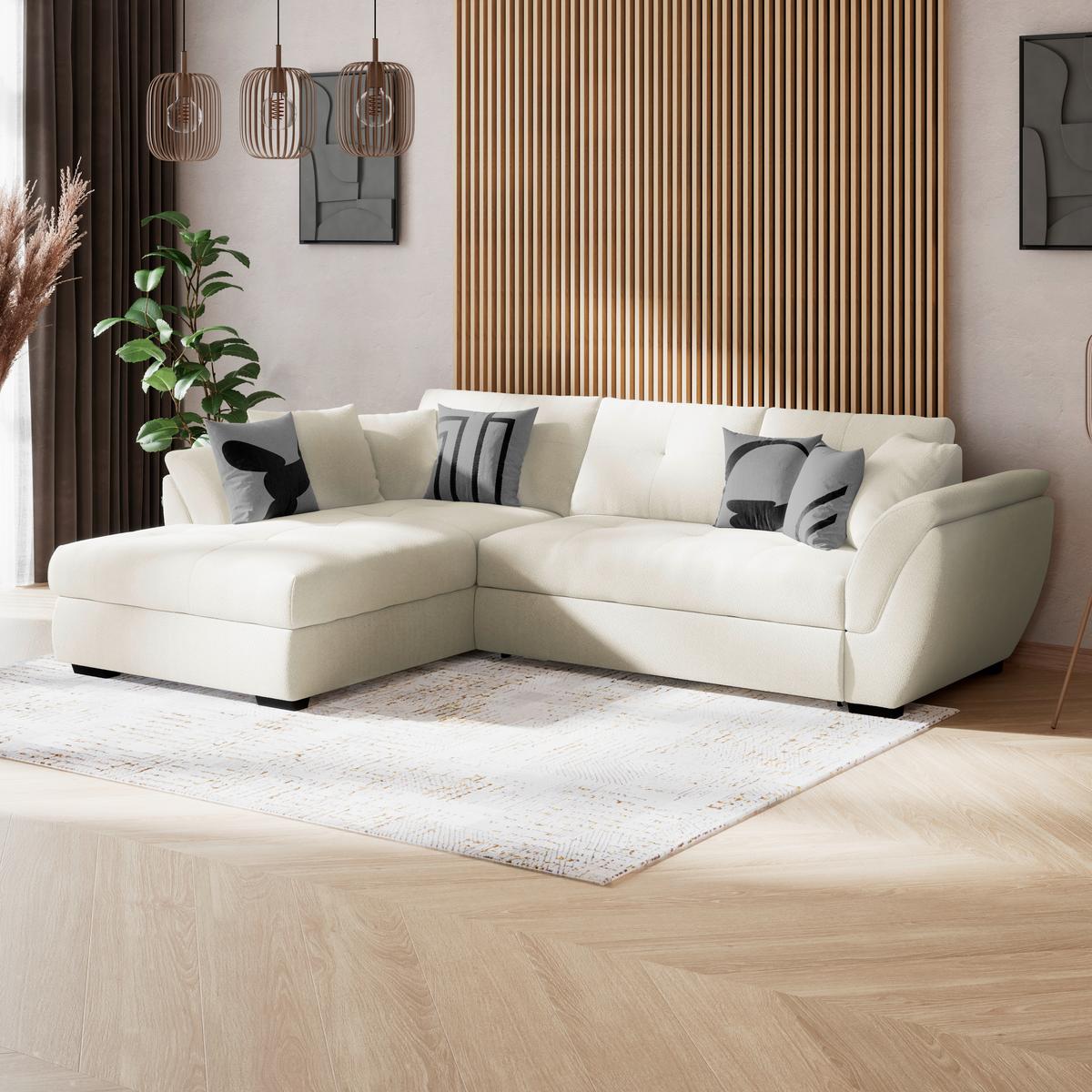 Rohová sedačka BERISSO, ľavá, sivá tk. VINCI - čierna/sivá, Konventionell, textil/plast (187/278cm) - Ondega