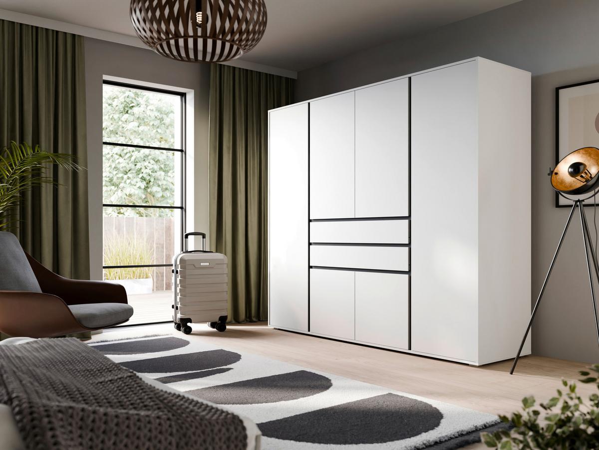 DREHTÜRENSCHRANK Falun Weiß B: 197cm - Weiß, MODERN, Holzwerkstoff (197/194/56cm) - MID.YOU