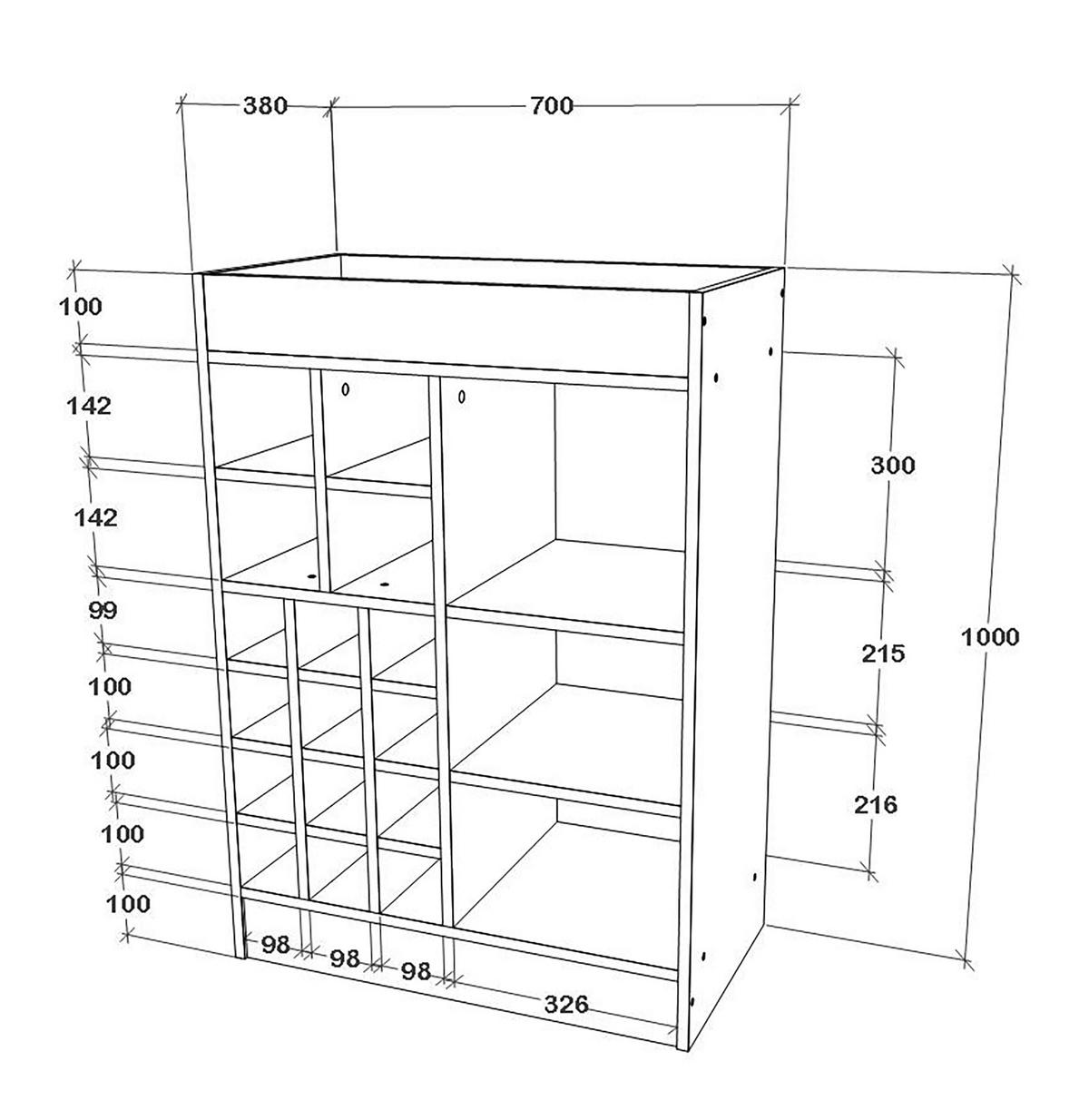 Weinschrank Esilo Weiß, Eiche Dekor B: 70 cm - Weiß/Sonoma Eiche, Basics, Holzwerkstoff (70/100/38cm) - MID.YOU