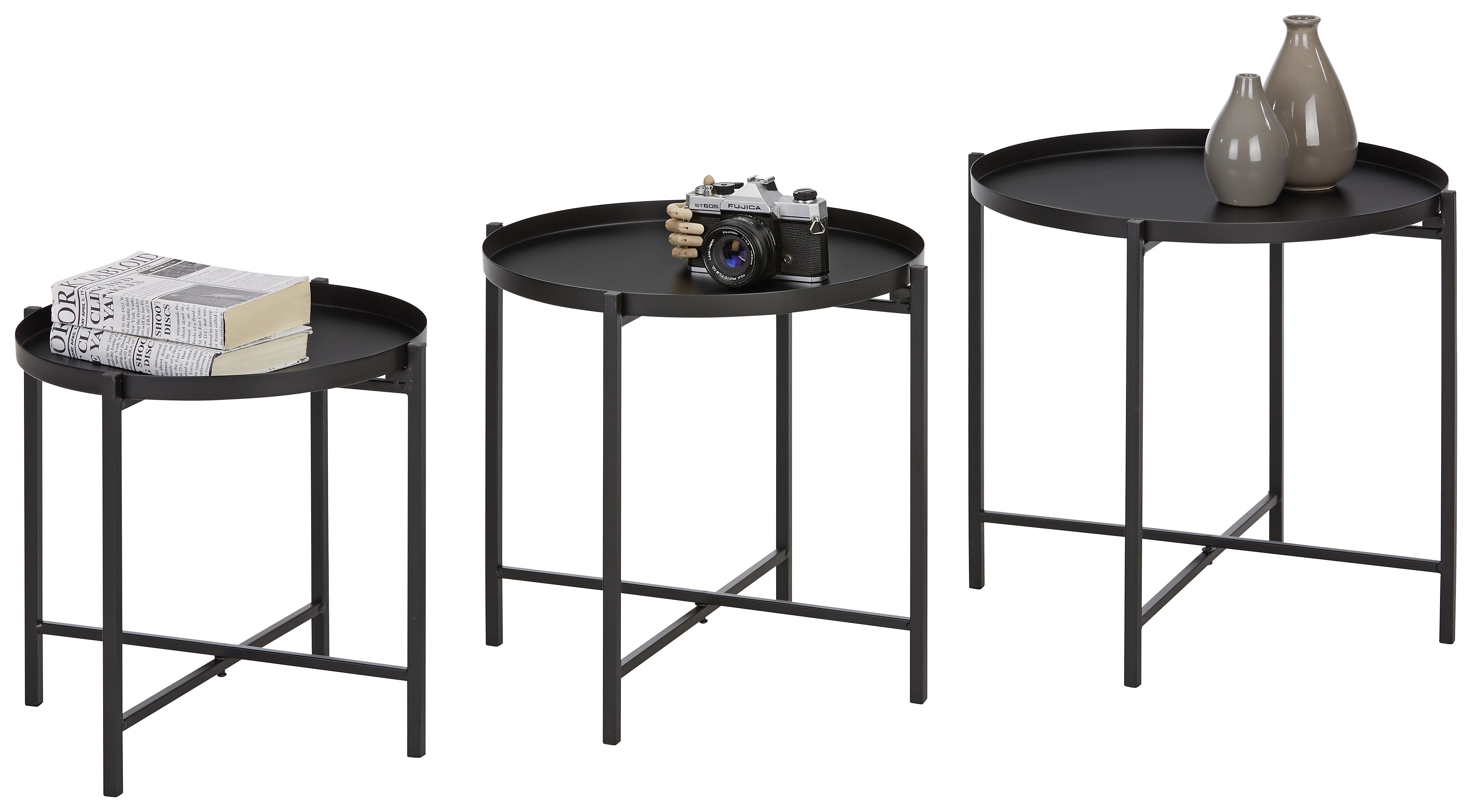 Sada Odkladacích Stolíkov Bristol - čierna, Moderný, kov (43-37/39-48cm) - Modern Living