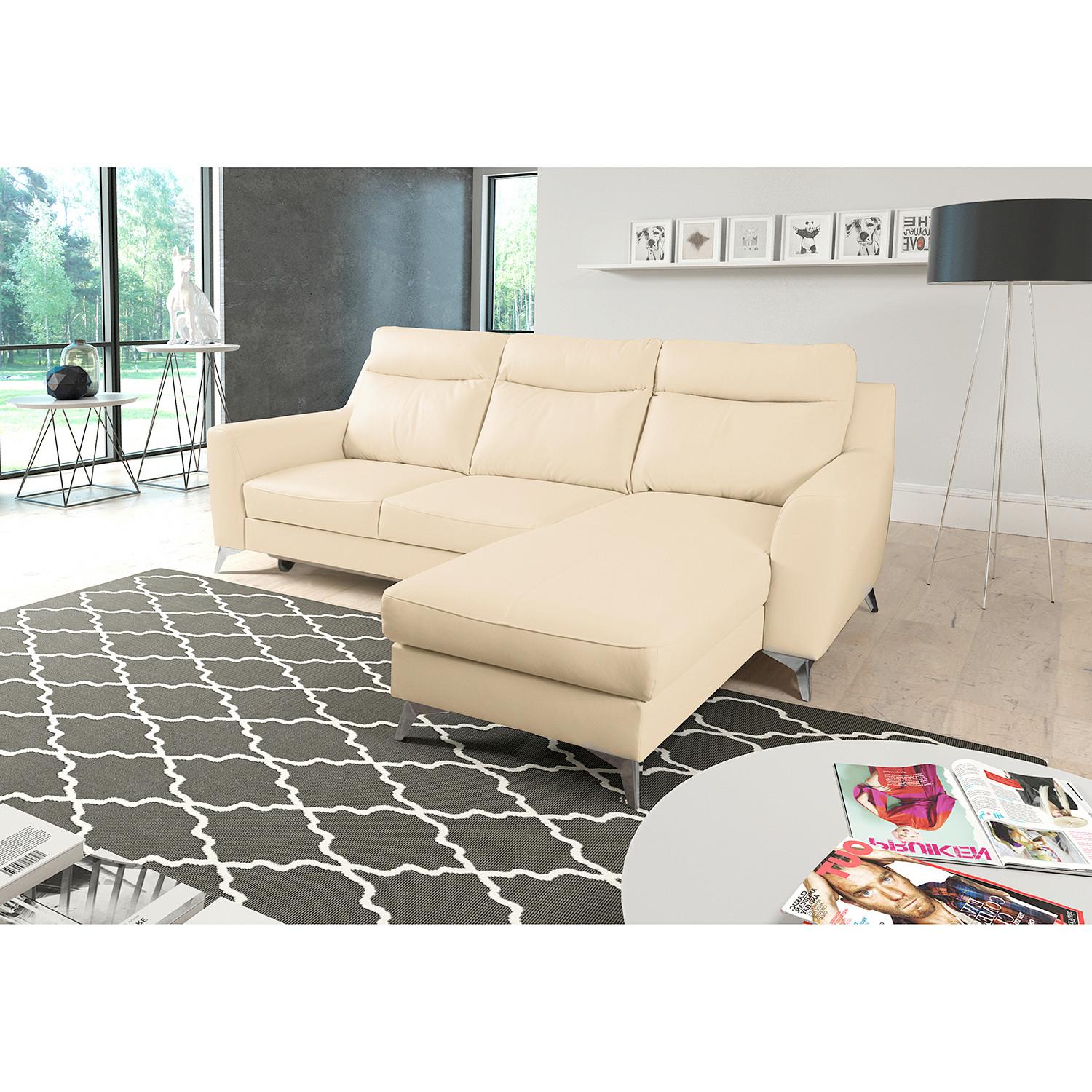 Ecksofa Gio Beige S: 168x236 Cm - Chromfarben/Beige, Design, Leder/Textil (168/236cm) - Livetastic