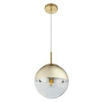 Hängeleuchte H: 120 cm 1-Flammig - Transparent/Goldfarben, Design, Glas/Metall (20/120cm) - Globo
