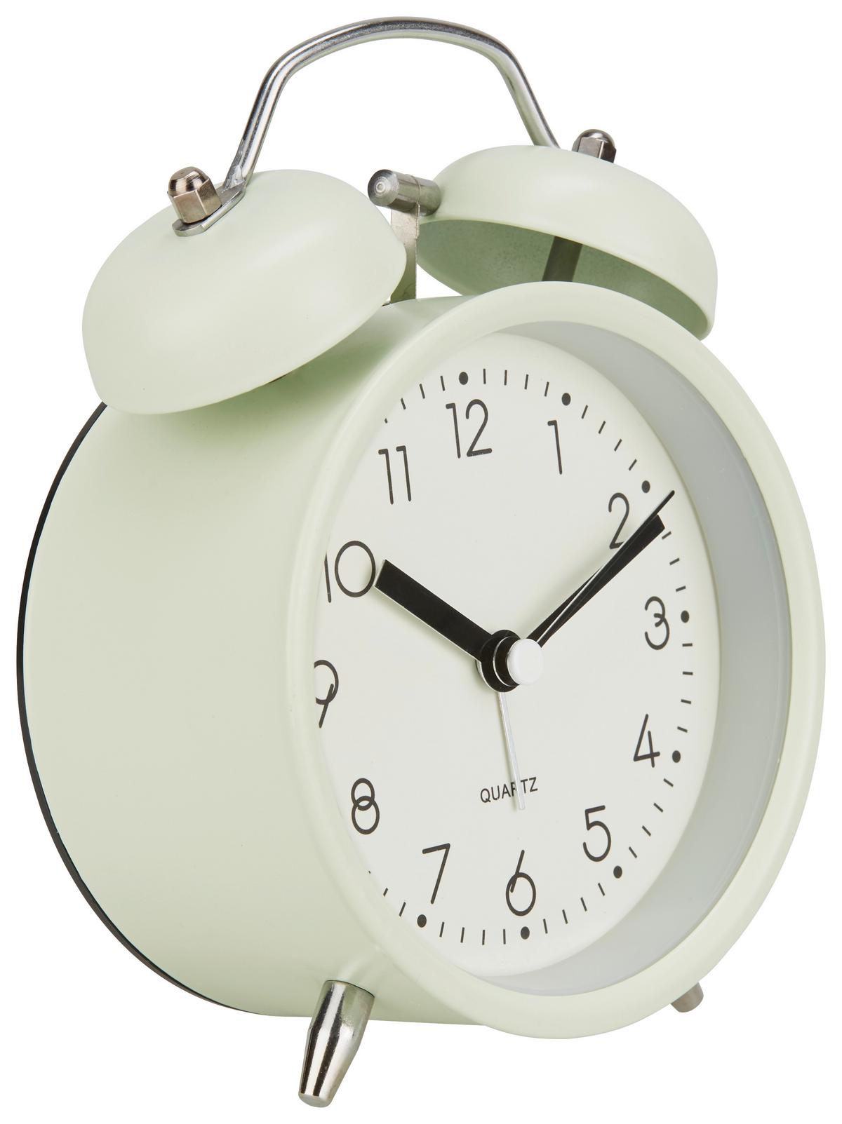 Wecker Alexiana Vintage-Look, H: 13 cm - Hellrosa/Schwarz, Basics, Glas/Papier (9,8/13/5,5cm) - Luca Bessoni