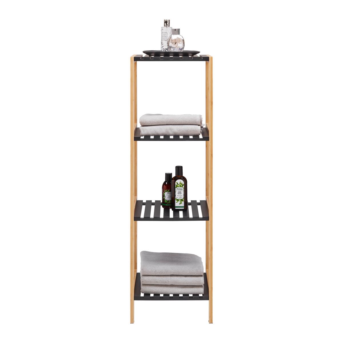Regál ELSA bambus/čierna - čierna/prírodná farba, Modern, kompozitné drevo/prírodné materiály (34/110/33cm) - Mömax