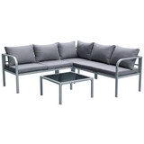 Loungegarnitur Vigo - Dunkelgrau/Silberfarben, MODERN, Glas/Textil (186/186cm) - Luca Bessoni