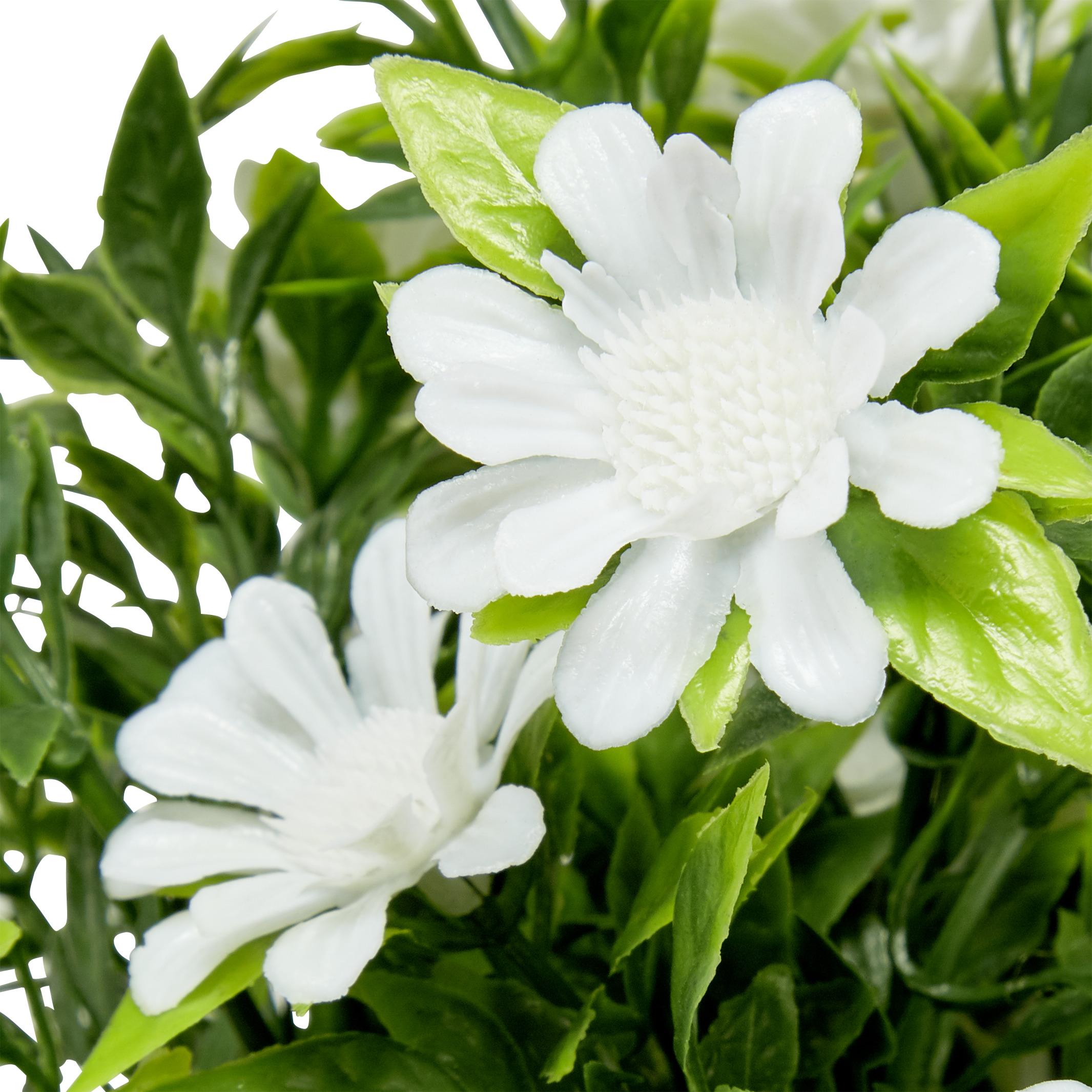 Kunstblumen CASSANDRA aus Kunststoff in Grün/Weiß mit Topf Detail Blüte