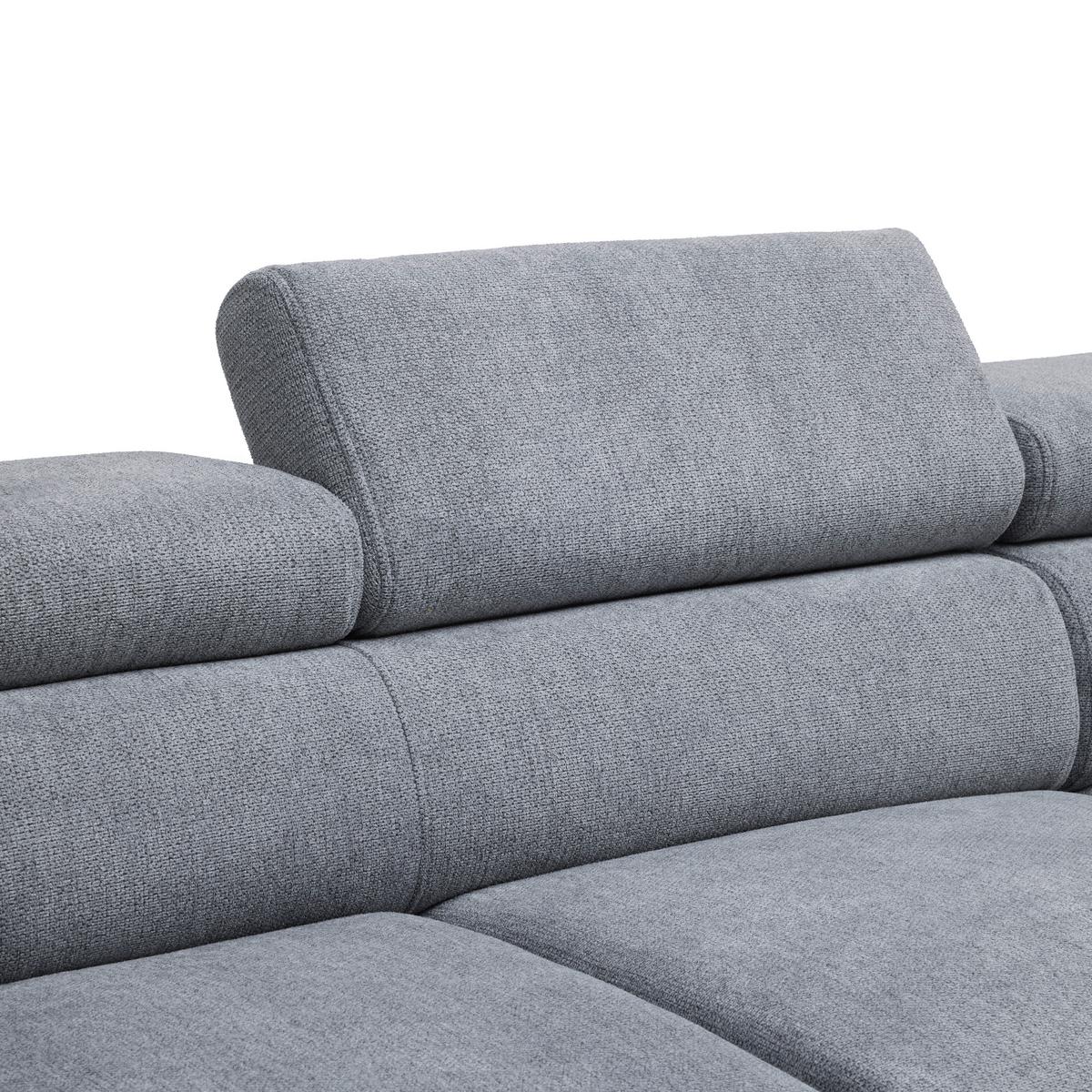Sedacia súprava RAVEN, pravá, s úložným priestorom a lôžkom - čierna/sivá, Modern, kov/textil (257/198cm) - Mömax