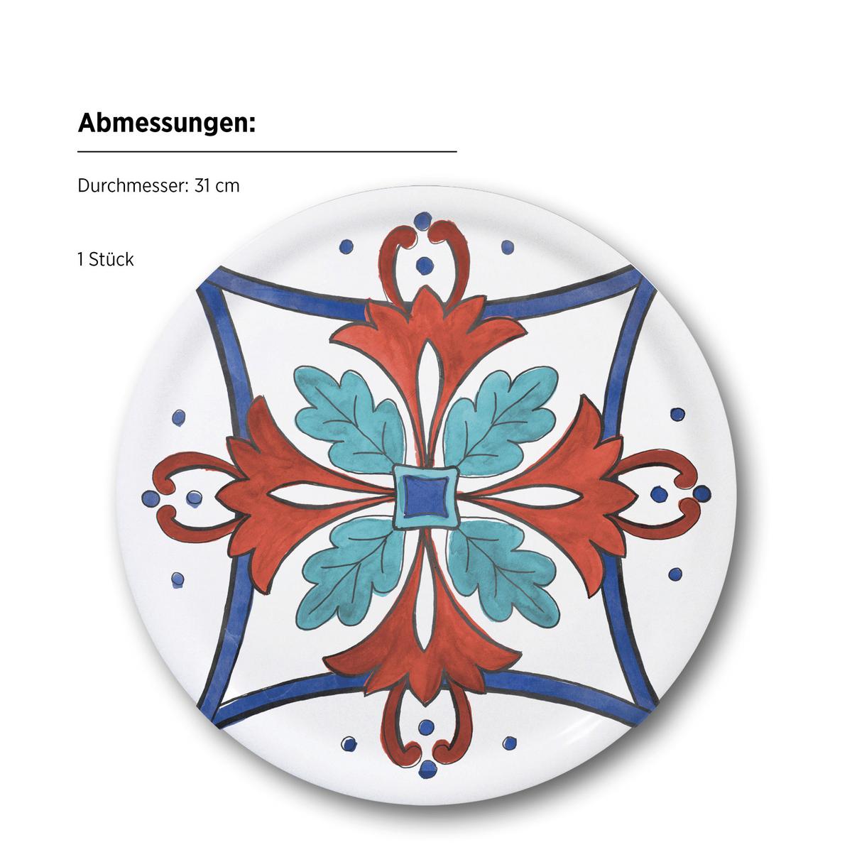 Pizzatellerset Porzellan 4 tlg. D: 31 cm - Rot/Weiß, Basics, Keramik (31cm) - Mäser