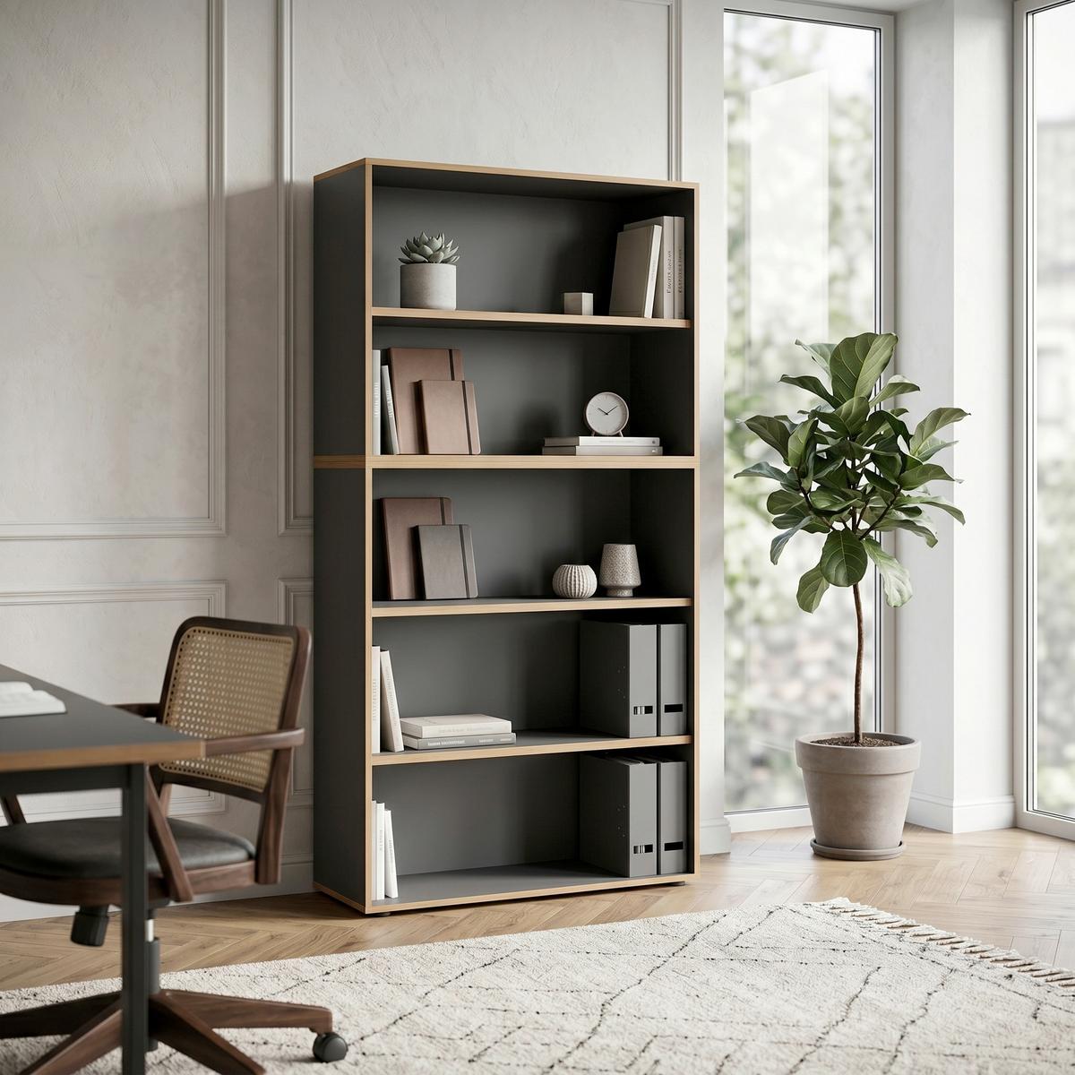 REGÁL NA ŠANÓNY SALIA B100 - čierna/dub medový, Design, kompozitné drevo/plast (100/183/33cm) - P & B