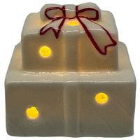 Vianočná figúrka LED / teplá biela - biela/červená, Konventionell, keramika (5,5/5,2/4,7cm) - Mömax