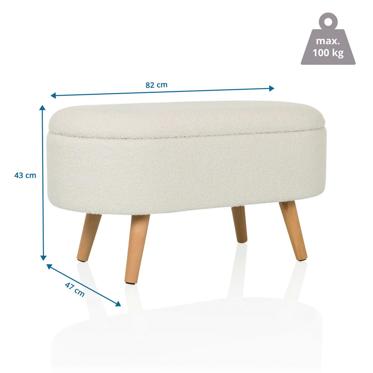 Hocker Storiano Weiß B: 82 Cm - Eichefarben/Weiß, MODERN, Textil (82/43/47cm) - MID.YOU